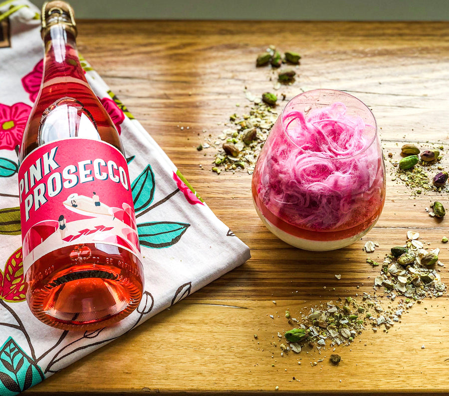 Panna Cotta with boozy Pink Prosecco jelly